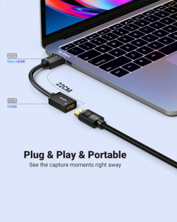 UGREEN Mini HDMI Male to HDMI Female Adapter Cable 22cm (Black)